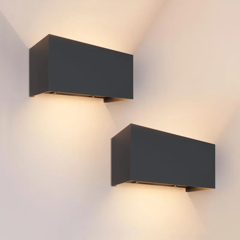 Ledvion - 2x LED Wandlamp - 9,5W - 3000K - IP54 - Tweezijdig - Buitenlamp fra Ledvion i Sort – produktbillede