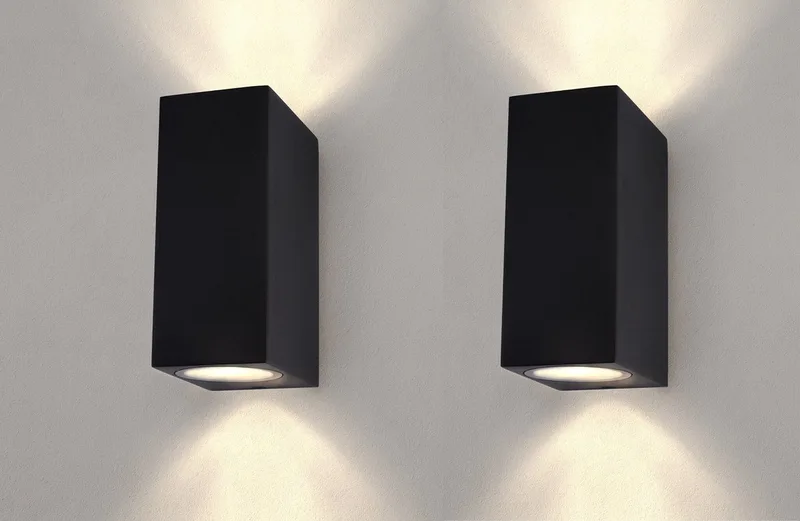 Ledvion - 2x LED Wandlamp Dimbaar - GU10 - IP54 fra Ledvion i Sort – produktbillede