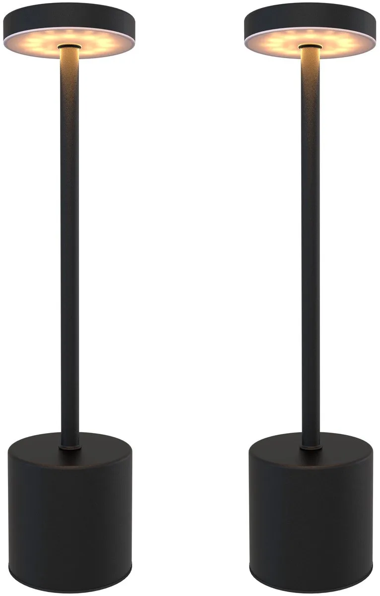 Ledvion - 2x Oplaadbare Tafellamp Luna - LED - Zwart - Dimbaar - IP20 - USB by Ledvion in Mat zwart – product photo