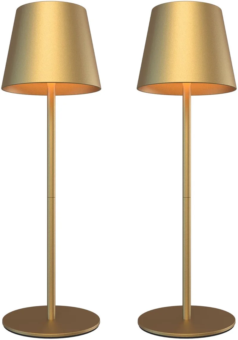 Ledvion – 2x Oplaadbare Tafellamp Nyra – LED - Dimbaar – IP54 – USB von Ledvion in Gold – Produktfoto