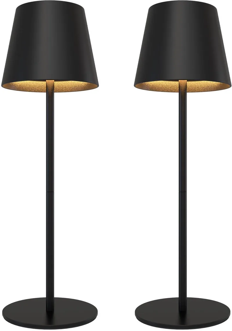 Ledvion – 2x Oplaadbare Tafellamp Nyra – LED - Zwart– Dimbaar – IP54 – USB von Ledvion in Mat zwart – Produktfoto