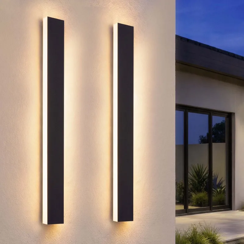 Ledvion - 2x Villa LED Buiten Wandlamp - 100 cm - IP65 Waterdicht - 14W - 2700K Extra Warm Wit de Ledvion en Noir – photo produit