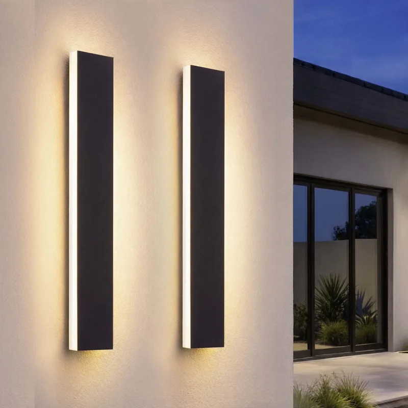 Ledvion - 2x Villa LED Buiten Wandlamp - 60 cm - IP65 Waterdicht - 14W - 2700K Extra Warm Wit fra Ledvion i Sort – produktbillede