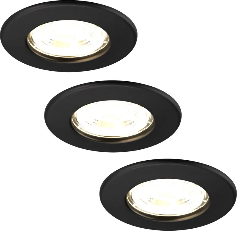 Ledvion - 3X LED Inbouwspot - Dimbaar - 5W - 2700K - Ø84mm - IP65 von Ledvion in Schwarz – Produktfoto