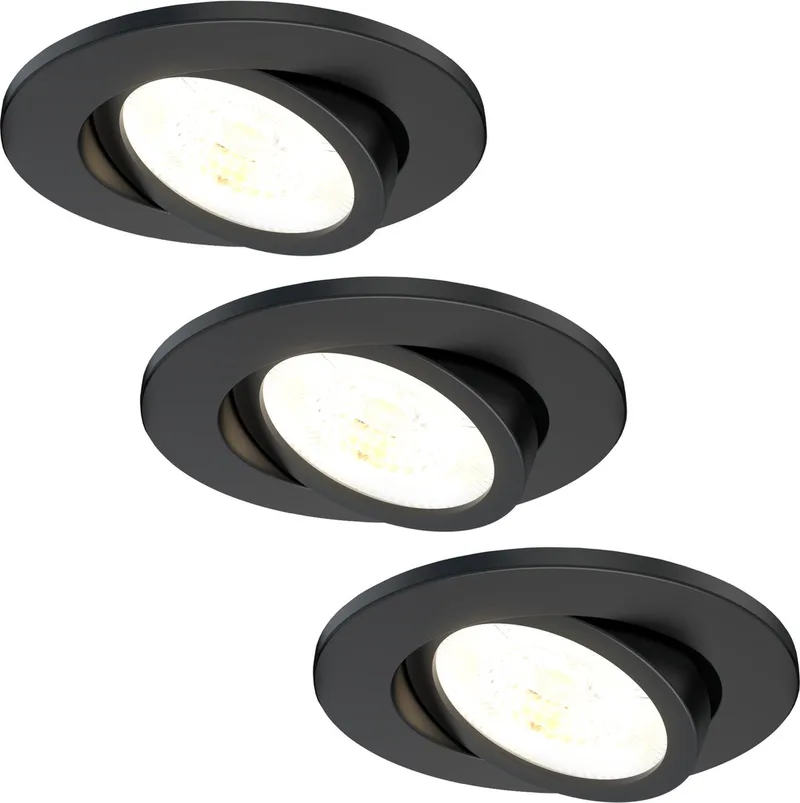 Ledvion - 3X LED Inbouwspot - Dimbaar - 7W - IP65 - CCT - COB - Ø90mm von Ledvion in Schwarz – Produktfoto