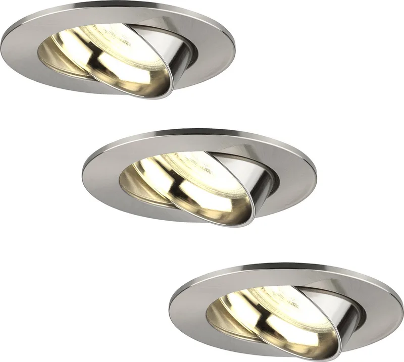 Ledvion - 3X LED Inbouwspot Rio - Dimbaar - 3W - 2700K - Ø85 mm fra Ledvion i Rvs – produktbillede