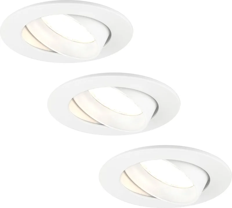 Ledvion - 3X LED Inbouwspot Rio - Dimbaar - 3W - 2700K - Ø85 mm de Ledvion en Blanc – photo produit