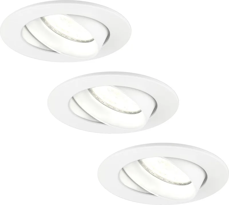 Ledvion - 3X LED Inbouwspot Rio - Dimbaar - 3W - 4000K - Ø85 mm de Ledvion en Blanc – photo produit