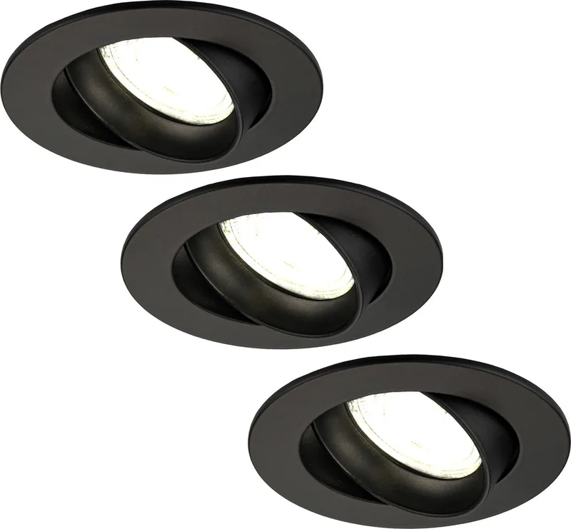Ledvion - 3X LED Inbouwspot Rio - Dimbaar - 3W - 4000K - Ø85 mm fra Ledvion i Sort – produktbillede