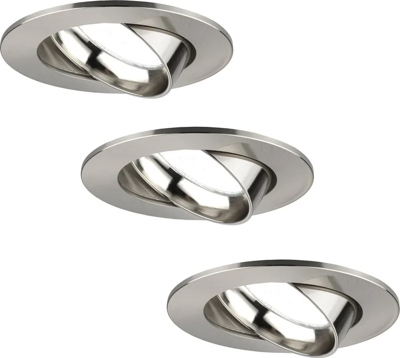 Ledvion - 3X LED Inbouwspot Rio - Dimbaar - 3W - 6500K - Ø85 mm de Ledvion en Rvs – photo produit