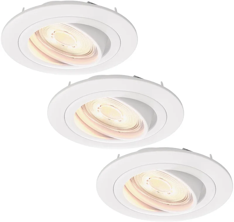 Ledvion - 3X LED Inbouwspot Tokyo - Dimbaar - 3W - 2700K - Ø92 mm von Ledvion in Weiß – Produktfoto