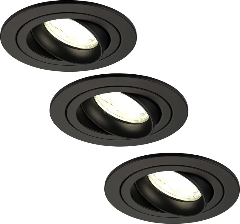 Ledvion - 3X LED Inbouwspot Tokyo - Dimbaar - 3W - 4000K - Ø92 mm von Ledvion in Schwarz – Produktfoto