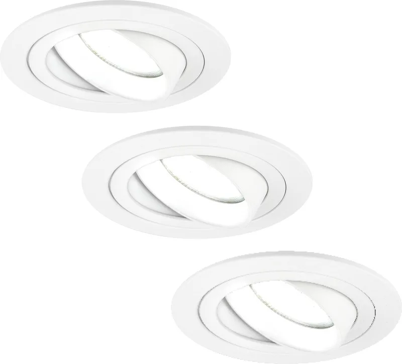 Ledvion - 3X LED Inbouwspot Tokyo - Dimbaar - 3W - 6500K - Ø92 mm van Ledvion in Wit – productfoto