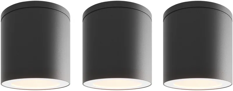 Ledvion - 3X LED Opbouwspot, Dimbaar, 3W, 2700K, IP54 de Ledvion en Noir – photo produit