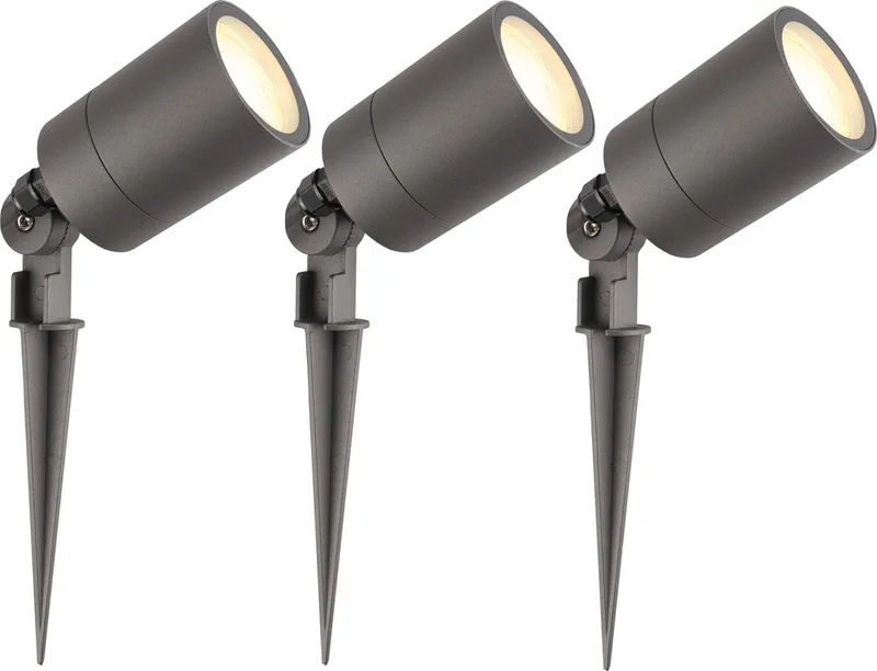Ledvion - 3X LED Prikspots - IP65 - 5W - 2700K - 2M von Ledvion in Anthrazit – Produktfoto