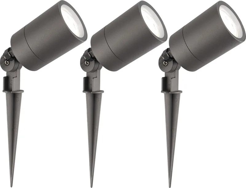 Ledvion - 3X LED Prikspots - IP65 - 5W - 6500K - 2M de Ledvion en Anthracite – photo produit