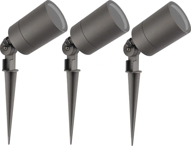 Ledvion - 3X LED Prikspots - IP65 - 5W - GU10 - 2M de Ledvion en Anthracite – photo produit