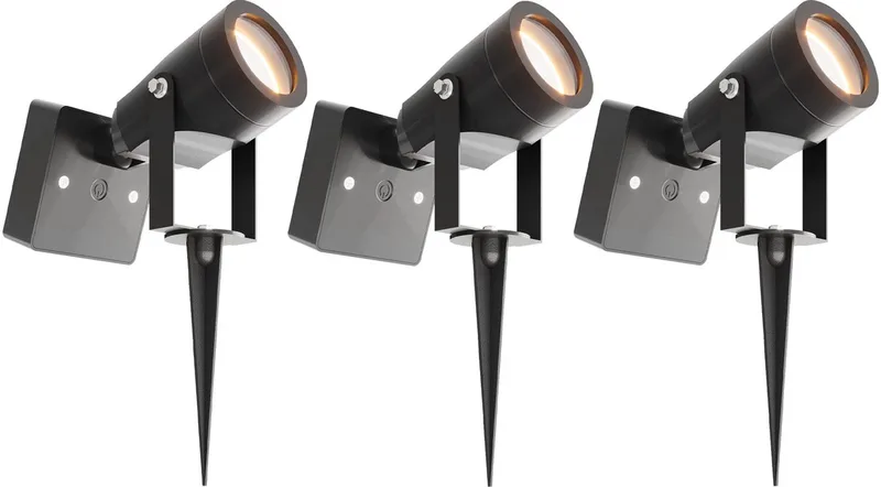 Ledvion - 3X LED Solar Prikspots, IP65, 3000K de Ledvion en Noir – photo produit
