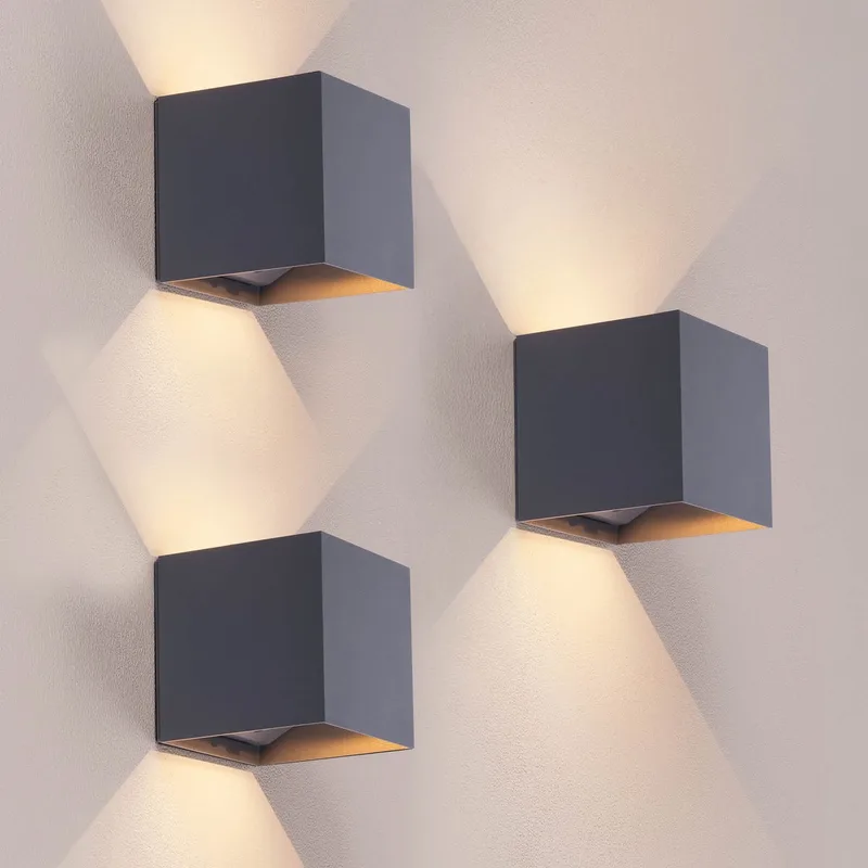 Ledvion - 3x USB Oplaadbare Wandlamp met Sensor – 4400 mAh – Draadloos – IP44 – Binnen & Buiten – Warm Wit Licht - Dag en nachtsensor de Ledvion en Anthracite – photo produit