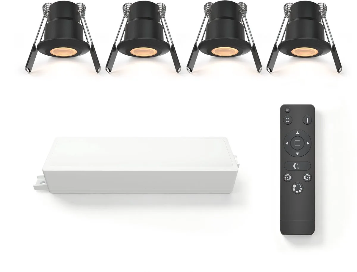 Ledvion 4 stuks LED Inbouwspot ø35mm IP65 3W 2700K de Ledvion en Noir – photo produit