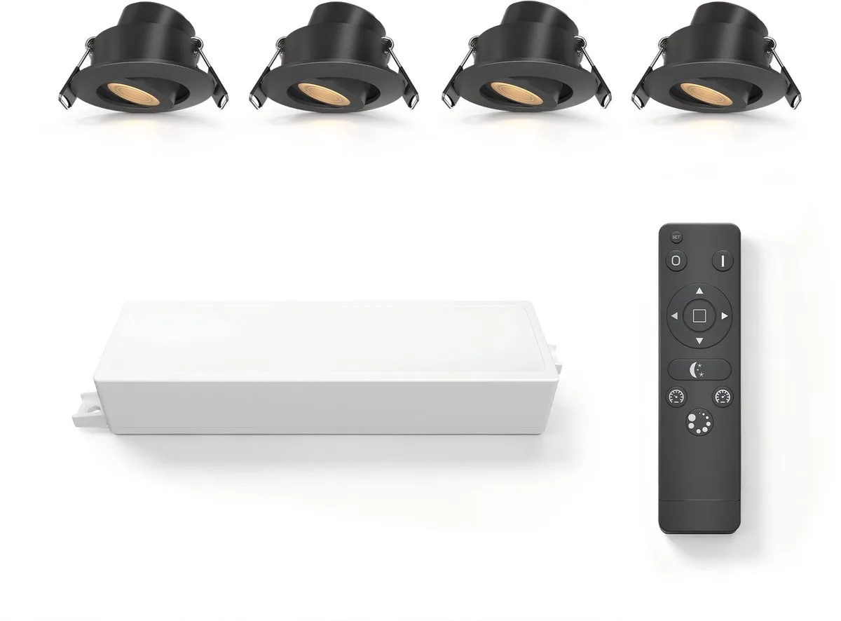 Ledvion 4 stuks LED Inbouwspot ø42mm IP65 3W 2700K Kantelbaar de Ledvion en Noir – photo produit