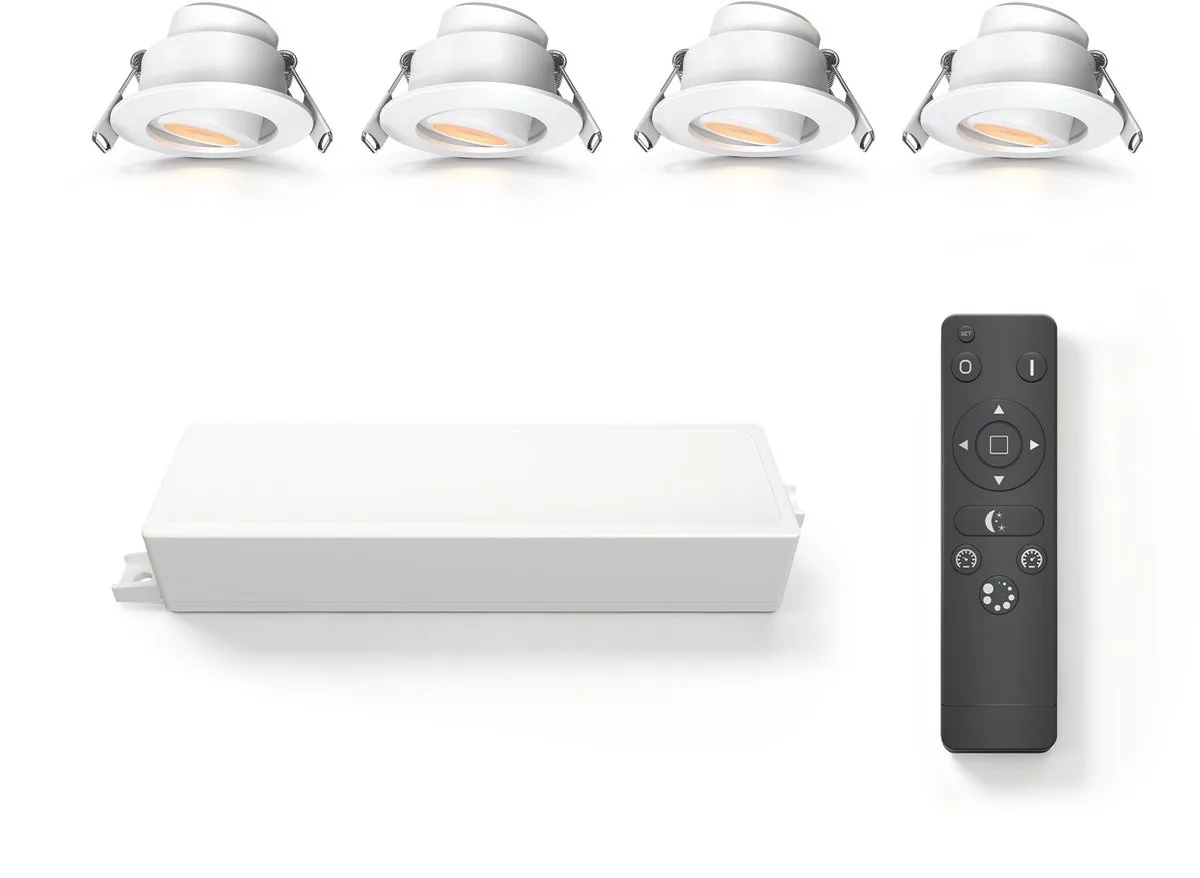 Ledvion 4 stuks LED Inbouwspot ø42mm IP65 3W Wit 2700K Kantelbaar von Ledvion in Schwarz – Produktfoto