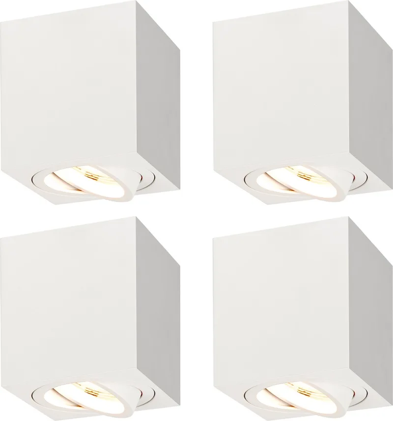 Ledvion - 4X LED Opbouwspots - Dimbaar - 3W - 2700K van Ledvion in Wit – productfoto