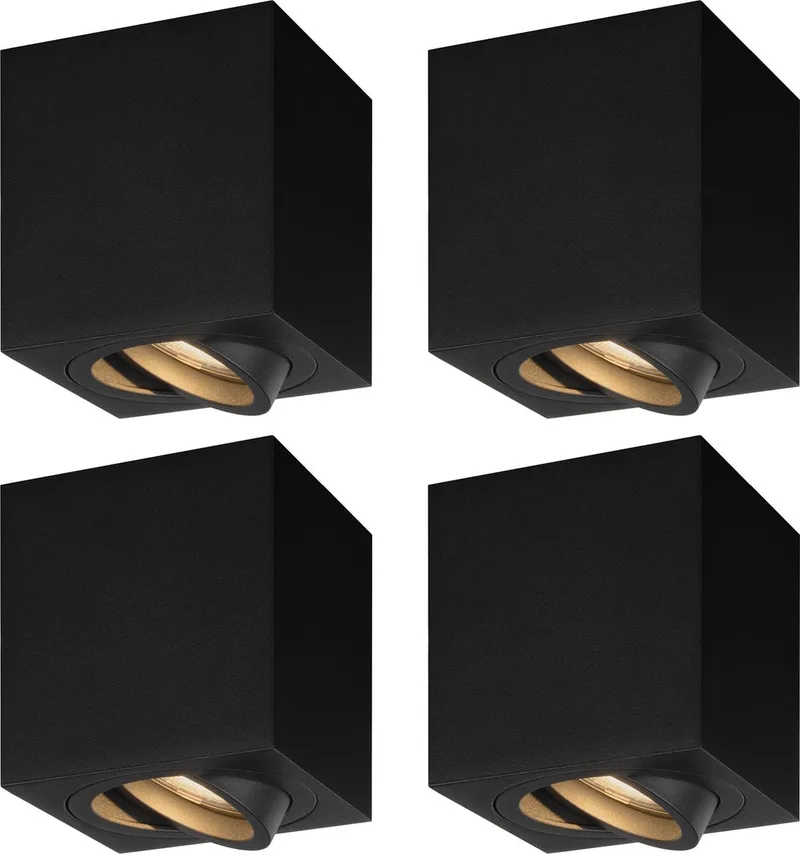 Ledvion - 4X LED Opbouwspots - Dimbaar - 3W - 2700K från Ledvion i Svart – produktbild