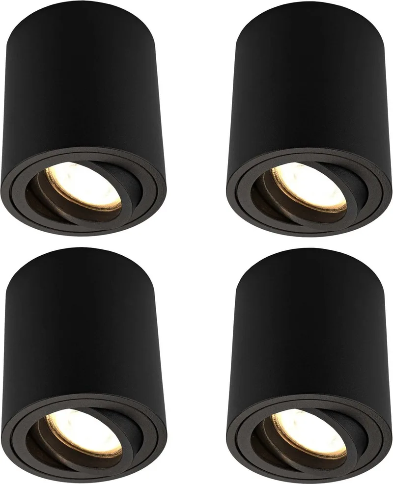 Ledvion - 4X LED Opbouwspots - Dimbaar - 5W - 2700K van Ledvion in Zwart – productfoto
