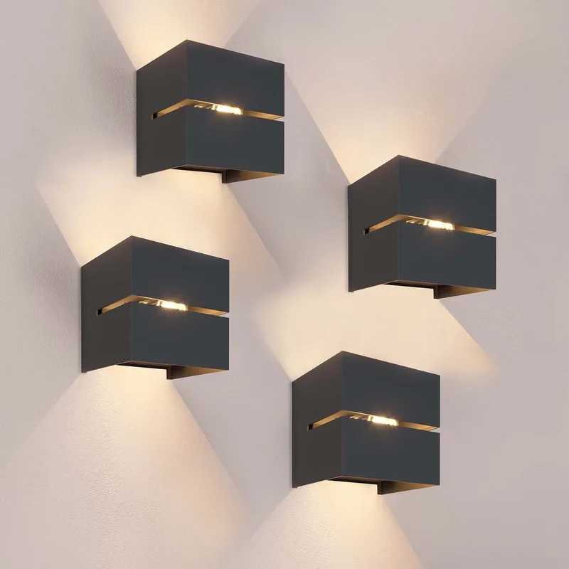 Ledvion - 4x LED Wandlamp - 3W - 3000K - IP54 - Tweezijdig - Buitenlamp von Ledvion in Schwarz – Produktfoto