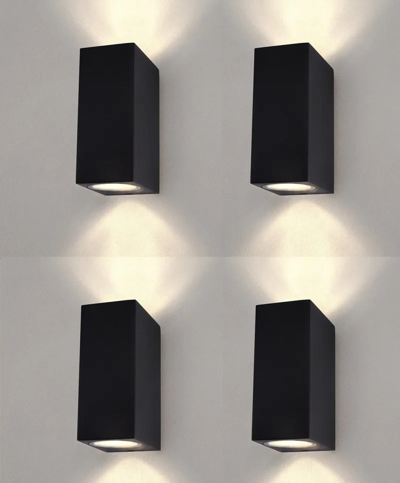 Ledvion - 4x LED Wandlamp Dimbaar - GU10 - IP54 fra Ledvion i Sort – produktbillede