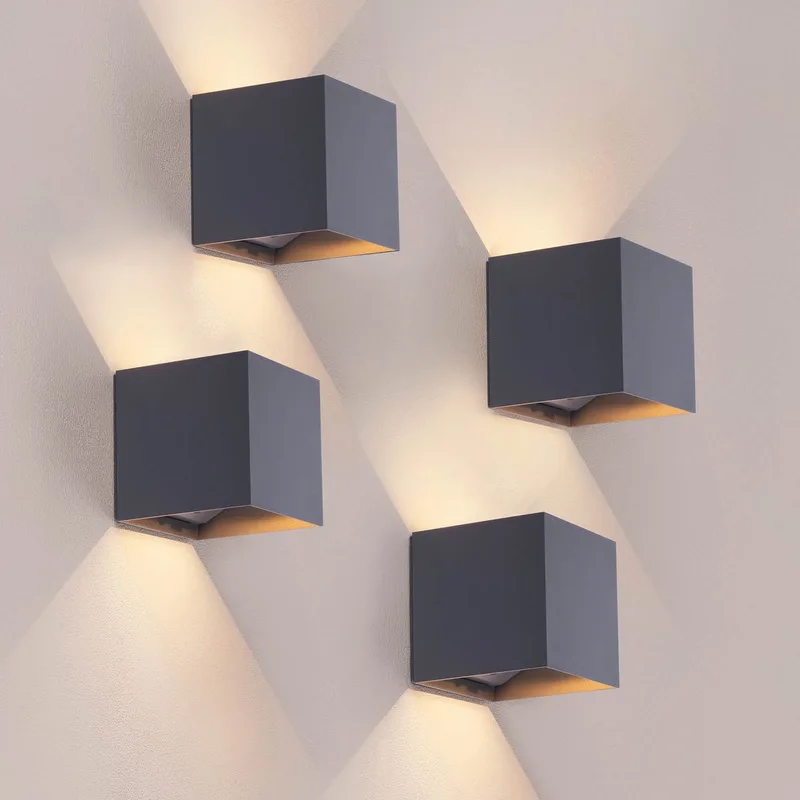 Ledvion - 4x USB Oplaadbare Wandlamp met Sensor – 4400 mAh – Draadloos – IP44 – Binnen & Buiten – Warm Wit Licht - Dag en nachtsensor de Ledvion en Anthracite – photo produit