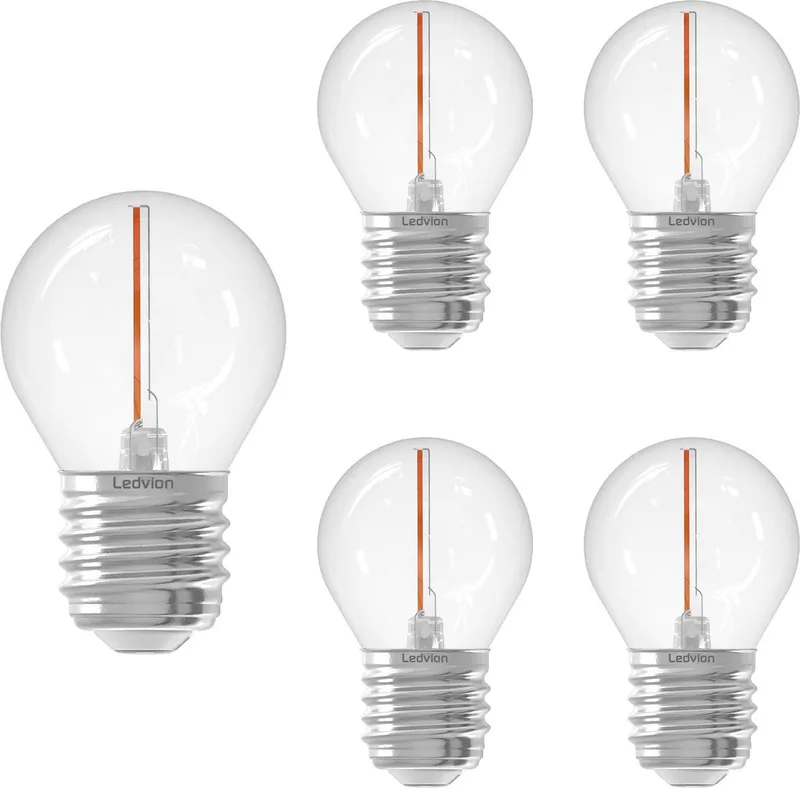 Ledvion - 5X E27 LED Lamp Helder - 1W - 2100K - 50L fra Ledvion – produktbillede