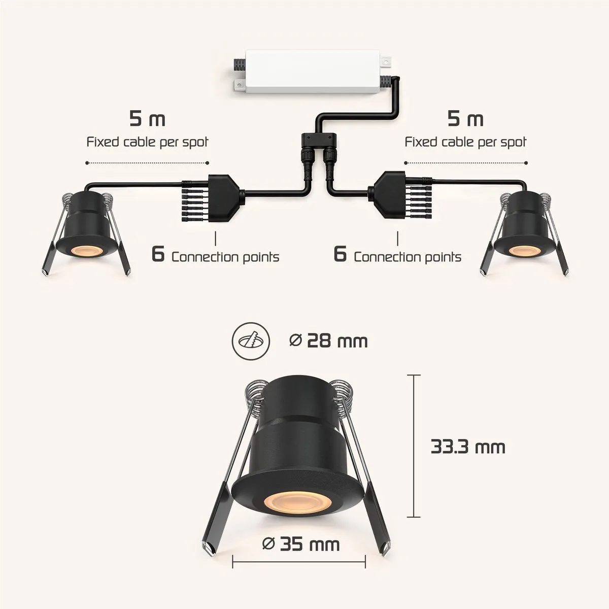 Ledvion 6 stuks LED Inbouwspot ø35mm IP65 3W 2700K fra Ledvion i Sort – produktbillede