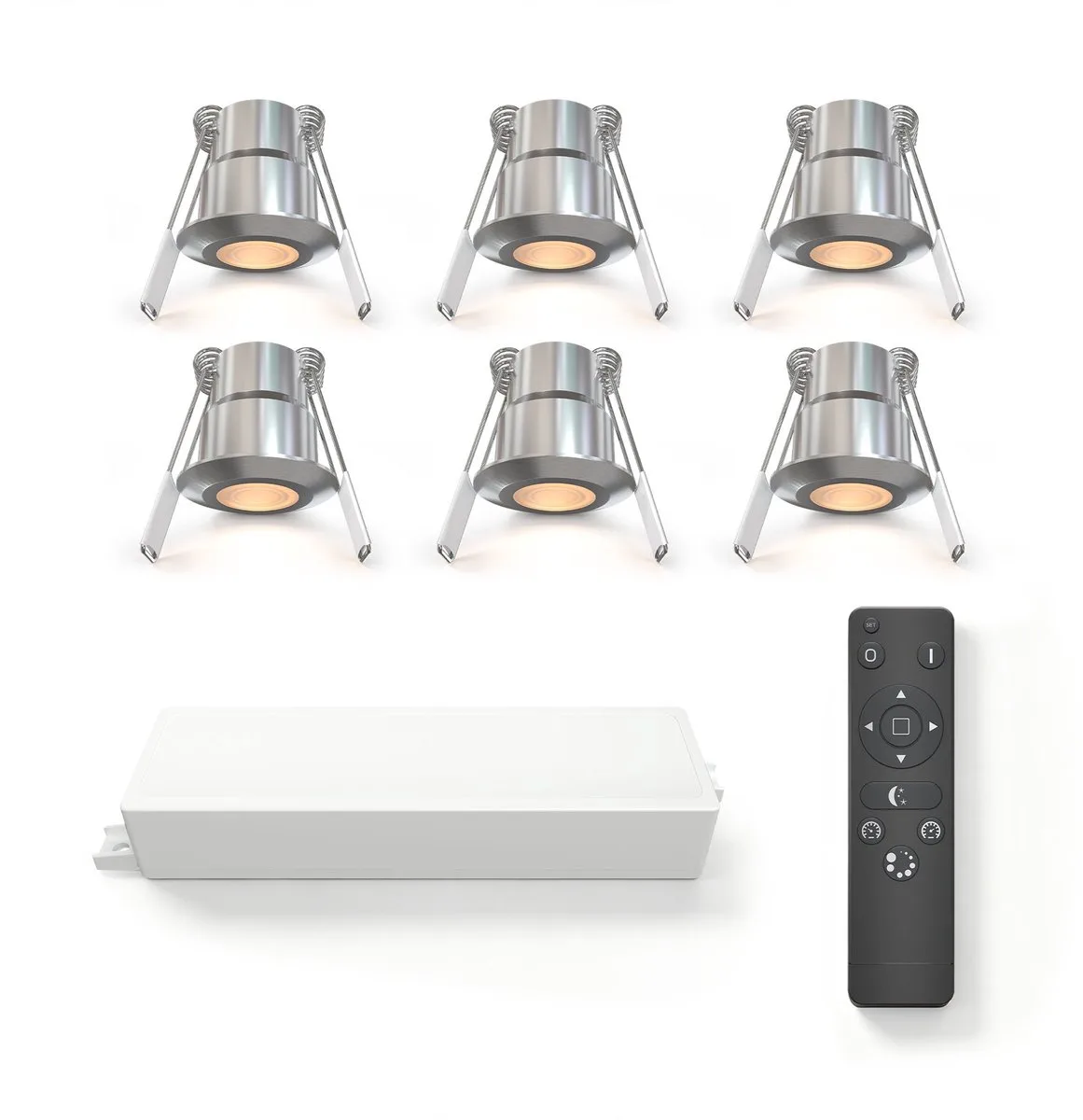Ledvion 6 stuks LED Inbouwspot ø35mm IP65 3W Brushed Nickel 2700K de Ledvion en Noir – photo produit
