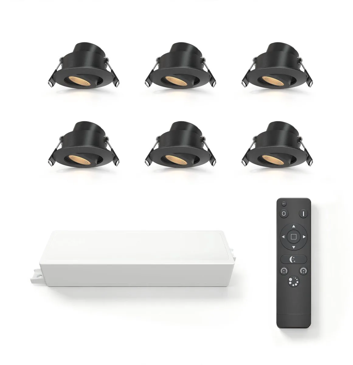 Ledvion 6 stuks LED Inbouwspot ø42mm IP65 3W 2700K Kantelbaar de Ledvion en Noir – photo produit