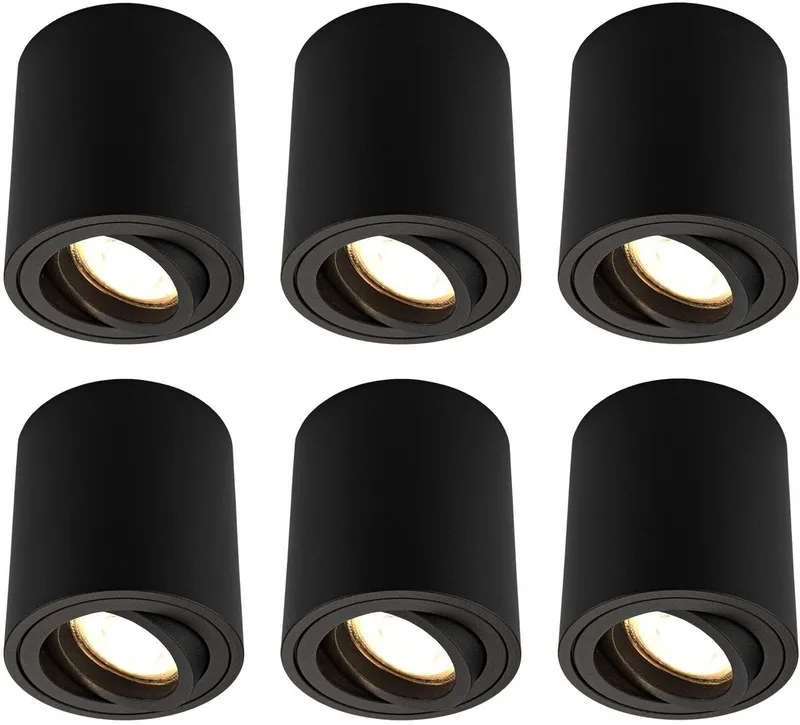 Ledvion 6 stuks LED opbouwspot rond 3W warm wit de Ledvion en Noir – photo produit