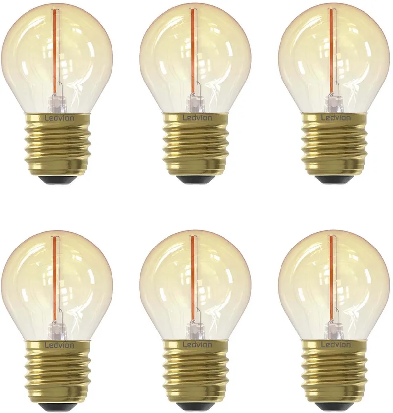 Ledvion - 6X E27 LED-lamp - 1W - 2100K - 50L - Goud fra Ledvion – produktbillede