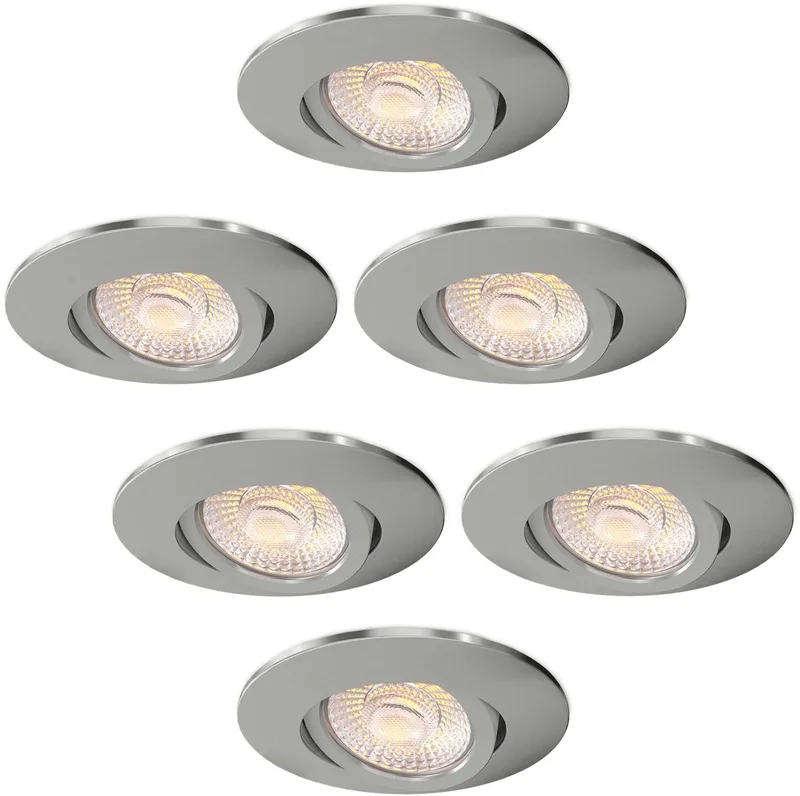 Ledvion - 6x LED Inbouwspot - 3W - CCT 2200K-4000K - Ø86mm - Dimbaar - RVS - IP65 van Ledvion in Nikkel – productfoto