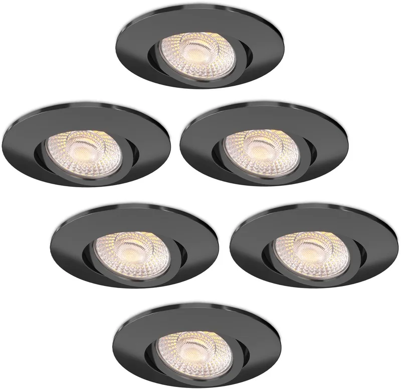 Ledvion - 6x LED Inbouwspot - 3W - CCT 2200K-4000K - Ø86mm - Dimbaar - RVS - IP65 de Ledvion en Noir – photo produit
