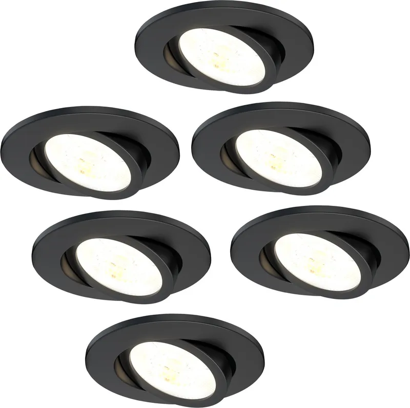 Ledvion - 6X LED Inbouwspot - Dimbaar - 7W - IP65 - CCT - COB - Ø90mm von Ledvion in Schwarz – Produktfoto