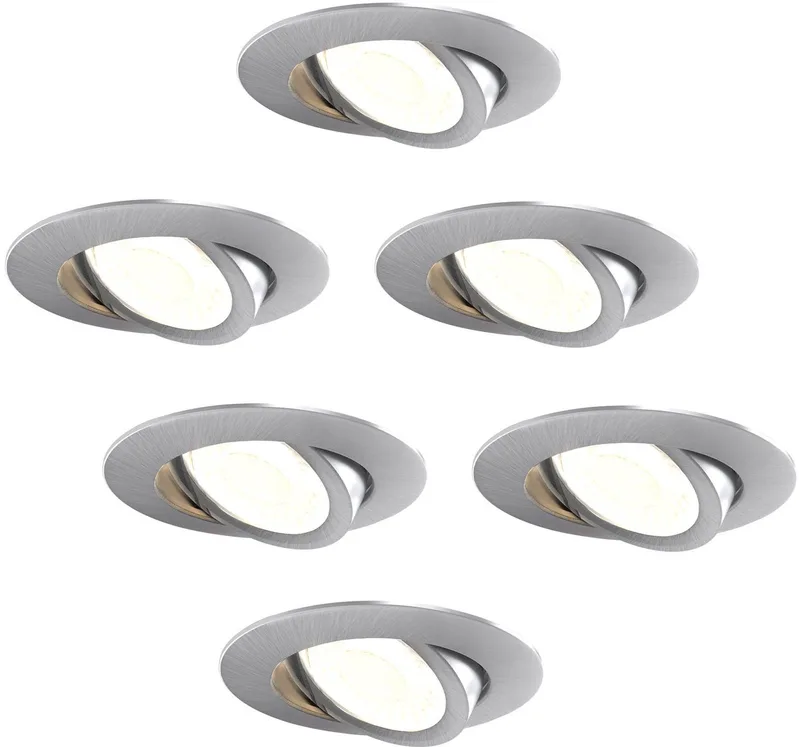 Ledvion – 6x LED Inbouwspot – Dimbaar – CCT – IP65 – Kantelbaar – Aluminium – Badkamer von Ledvion in Rvs – Produktfoto
