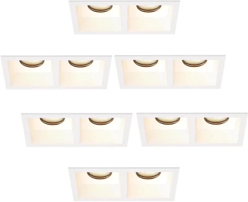 Ledvion – 6x LED Inbouwspot Dubbel Vierkant 162x150x175mm – Dimbaar – GU10 – 2700K – 3W – IP20 från Ledvion i Vit – produktbild