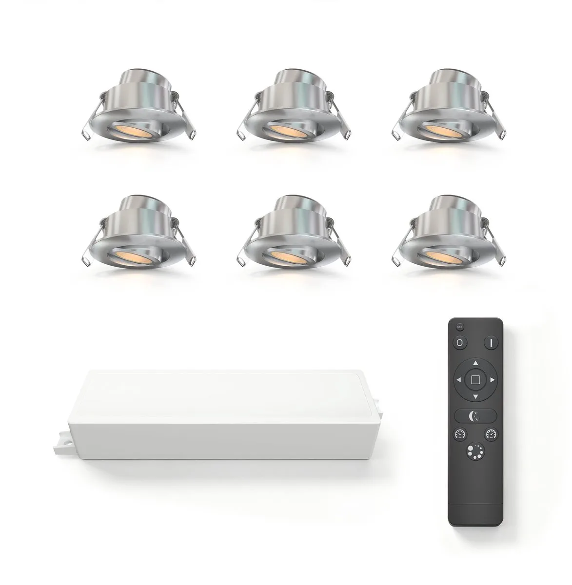 Ledvion 6x LED Inbouwspot ø42mm IP65 3W Brushed Nickel 2700K Kantelbaar de Ledvion en Noir – photo produit