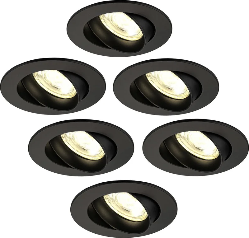 Ledvion - 6X LED Inbouwspot Rio - Dimbaar - 3W - 2700K - Ø85 mm fra Ledvion i Sort – produktbillede