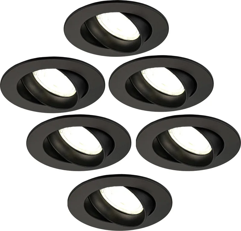 Ledvion - 6X LED Inbouwspot Rio - Dimbaar - 3W - 4000K - Ø85 mm de Ledvion en Noir – photo produit