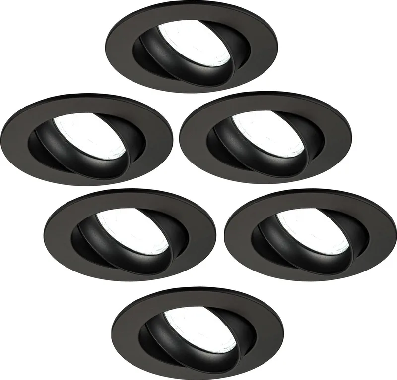 Ledvion - 6X LED Inbouwspot Rio - Dimbaar - 3W - 6500K - Ø85 mm de Ledvion en Noir – photo produit