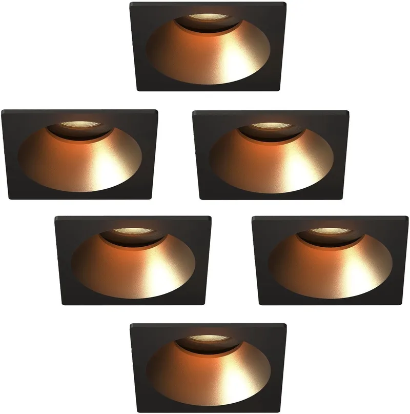 Ledvion – 6x LED Inbouwspot Rond 81x81mm – Dimbaar – Kantelbaar – GU10 – 2700K – 3W – IP20 de Ledvion en Noir – photo produit