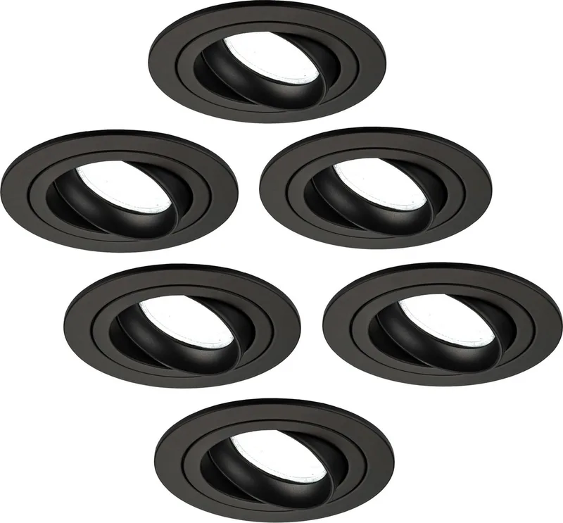Ledvion - 6X LED Inbouwspot Tokyo - Dimbaar - 3W - 6500K - Ø92 mm de Ledvion en Noir – photo produit