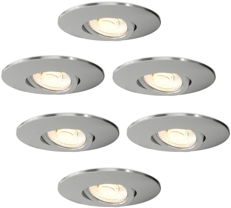 Ledvion - 6x LED Inbouwspot - Wit - 6W - CCT 2200K-4000K - Ø96mm - Dimbaar - RVS - IP65 by Ledvion in Nikkel – product photo